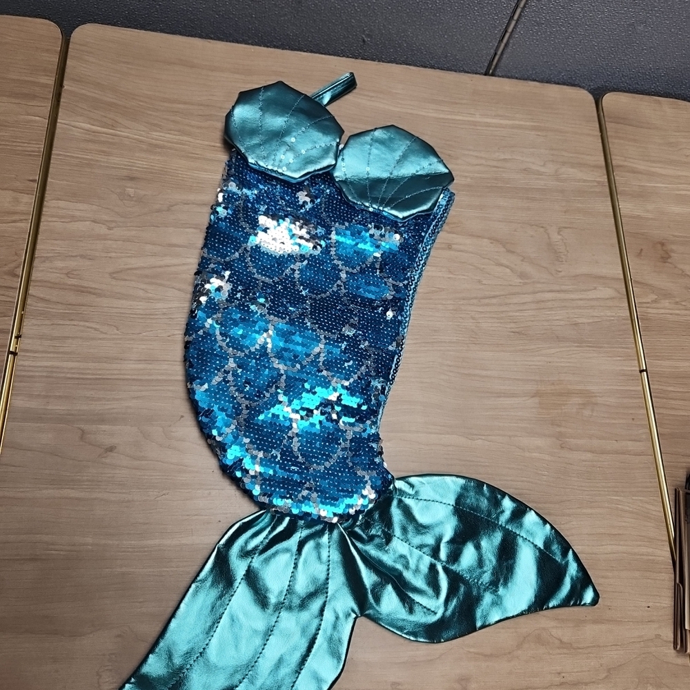 Blue Sequin Mermaid Stocking